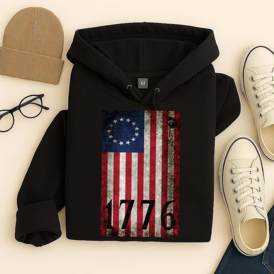 Betsy Ross 1776 13 State Original Colonies Flag Hoodie