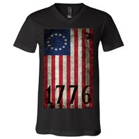 Betsy Ross 1776 13 State Original Colonies Flag V-Neck T-Shirt