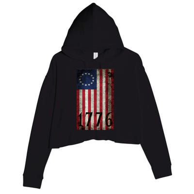 Betsy Ross 1776 13 State Original Colonies Flag Crop Fleece Hoodie