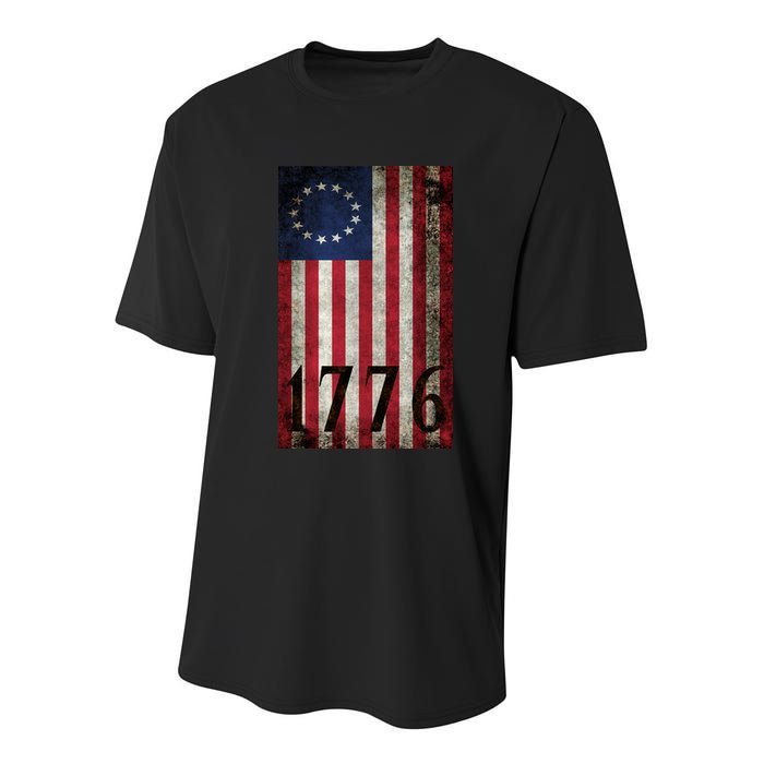 Betsy Ross 1776 13 State Original Colonies Flag Youth Performance Sprint T-Shirt