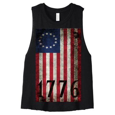 Betsy Ross 1776 13 State Original Colonies Flag Women's Racerback Cropped Tank