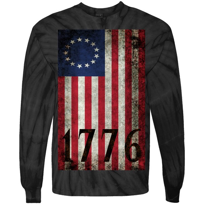 Betsy Ross 1776 13 State Original Colonies Flag Tie-Dye Long Sleeve Shirt