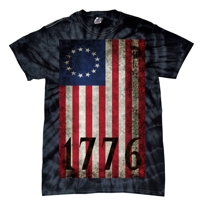 Betsy Ross 1776 13 State Original Colonies Flag Tie-Dye T-Shirt