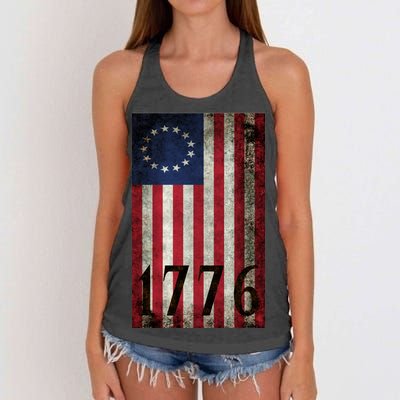 Betsy Ross 1776 13 State Original Colonies Flag Women's Knotted Racerback Tank