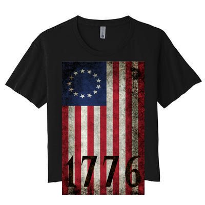 Betsy Ross 1776 13 State Original Colonies Flag Women's Crop Top Tee