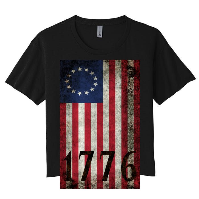 Betsy Ross 1776 13 State Original Colonies Flag Women's Crop Top Tee