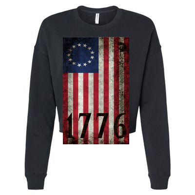 Betsy Ross 1776 13 State Original Colonies Flag Cropped Pullover Crew