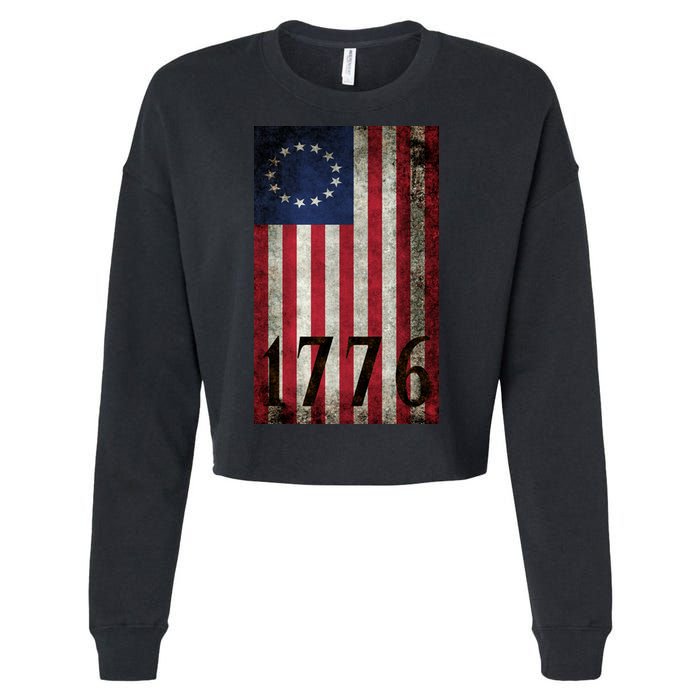 Betsy Ross 1776 13 State Original Colonies Flag Cropped Pullover Crew