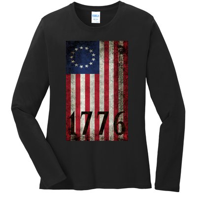 Betsy Ross 1776 13 State Original Colonies Flag Ladies Long Sleeve Shirt