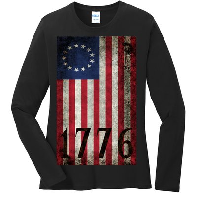 Betsy Ross 1776 13 State Original Colonies Flag Ladies Long Sleeve Shirt