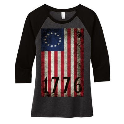 Betsy Ross 1776 13 State Original Colonies Flag Women's Tri-Blend 3/4-Sleeve Raglan Shirt