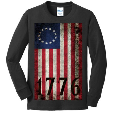 Betsy Ross 1776 13 State Original Colonies Flag Kids Long Sleeve Shirt