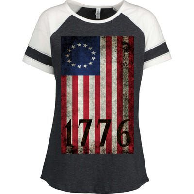 Betsy Ross 1776 13 State Original Colonies Flag Enza Ladies Jersey Colorblock Tee