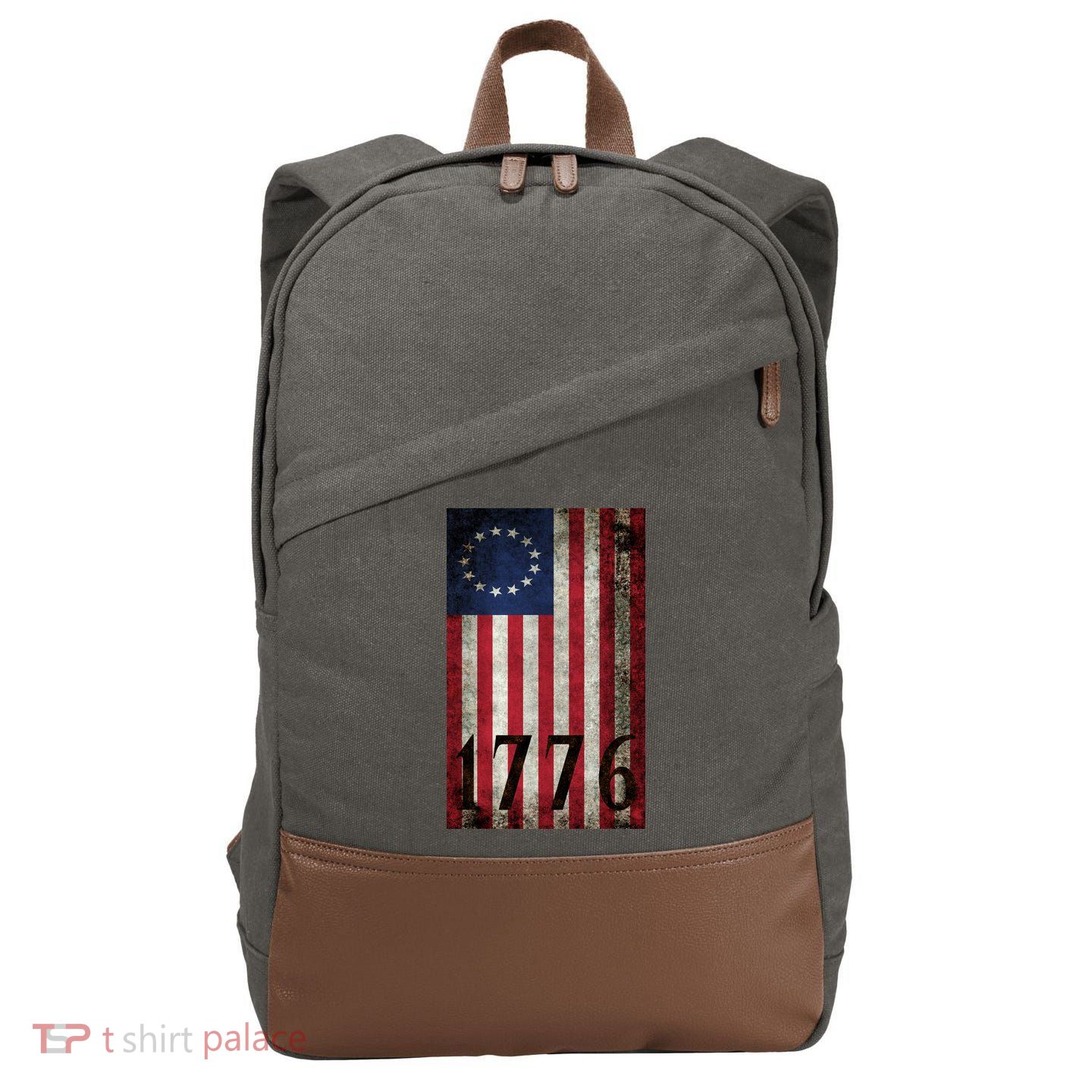 Betsy Ross 1776 13 State Original Colonies Flag Cotton Canvas Backpack