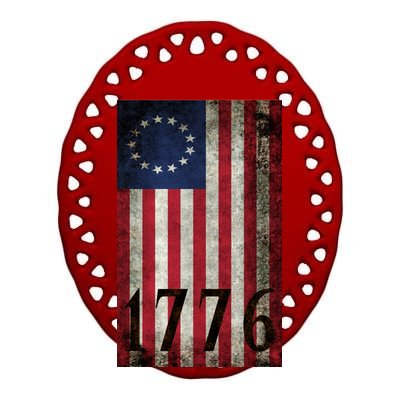 Betsy Ross 1776 13 State Original Colonies Flag Ceramic Oval Ornament