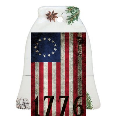 Betsy Ross 1776 13 State Original Colonies Flag Ceramic Bell Ornament