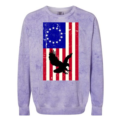 Betsy Ross 4th Of July American Flag Colorblast Crewneck Sweatshirt