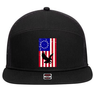 Betsy Ross 4th Of July American Flag 7 Panel Mesh Trucker Snapback Hat