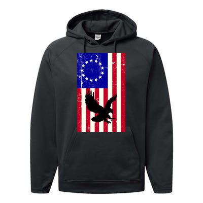 Betsy Ross 4th Of July American Flag Performance Fleece Hoodie