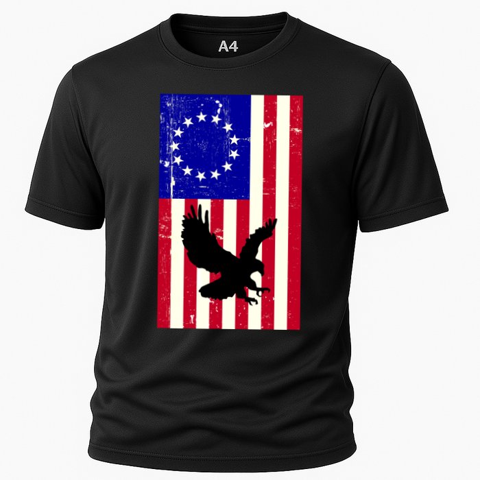 Betsy Ross 4th Of July American Flag Cooling Performance Crew T-Shirt