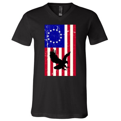 Betsy Ross 4th Of July American Flag V-Neck T-Shirt