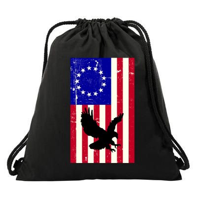 Betsy Ross 4th Of July American Flag Drawstring Bag