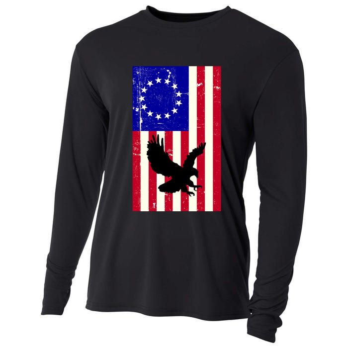 Betsy Ross 4th Of July American Flag Cooling Performance Long Sleeve Crew