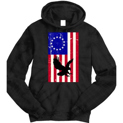 Betsy Ross 4th Of July American Flag Tie Dye Hoodie