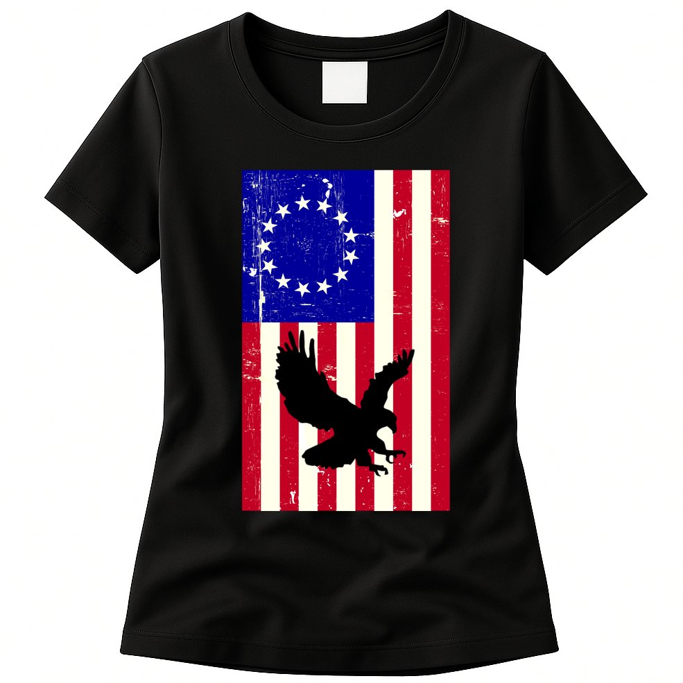 Betsy Ross 4th Of July American Flag Womens T-Shirt
