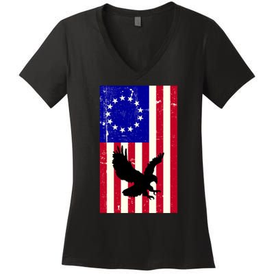 Betsy Ross 4th Of July American Flag Women's V-Neck T-Shirt