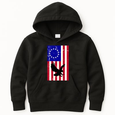 Betsy Ross 4th Of July American Flag Kids Hoodie