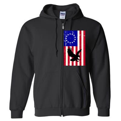 Betsy Ross 4th Of July American Flag Full Zip Hoodie