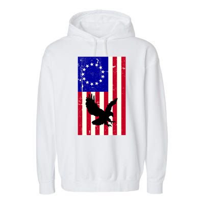 Betsy Ross 4th Of July American Flag Garment-Dyed Fleece Hoodie