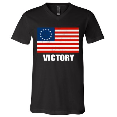 Betsy Ross American Victory Flag V-Neck T-Shirt