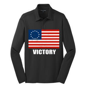 Betsy Ross American Victory Flag Silk Touch Performance Long Sleeve Polo