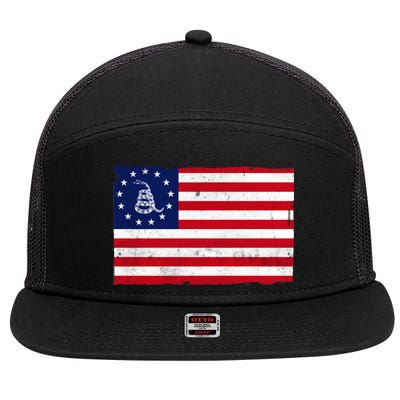 Betsy Ross Don't Tread On Me Flag 7 Panel Mesh Trucker Snapback Hat