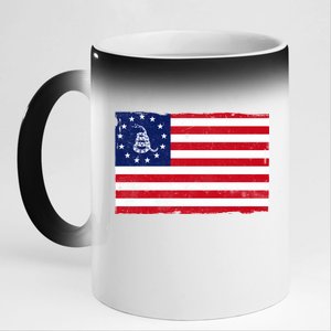 Betsy Ross Don't Tread On Me Flag 11oz Black Color Changing Mug