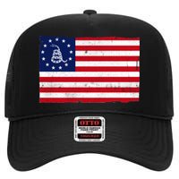 Betsy Ross Don't Tread On Me Flag High Crown Mesh Back Trucker Hat