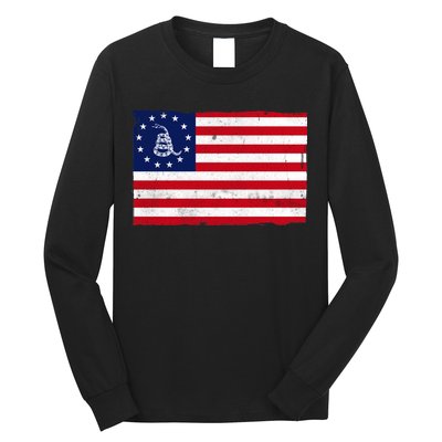Betsy Ross Don't Tread On Me Flag Long Sleeve Shirt
