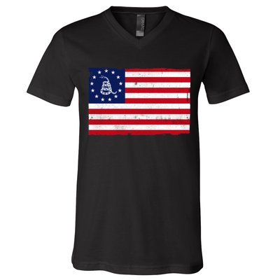 Betsy Ross Don't Tread On Me Flag V-Neck T-Shirt
