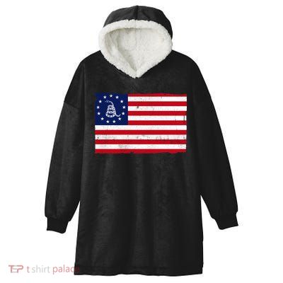 Betsy Ross Don't Tread On Me Flag Hooded Wearable Blanket