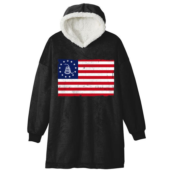 Betsy Ross Don't Tread On Me Flag Hooded Wearable Blanket