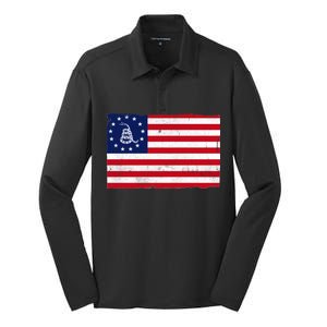 Betsy Ross Don't Tread On Me Flag Silk Touch Performance Long Sleeve Polo