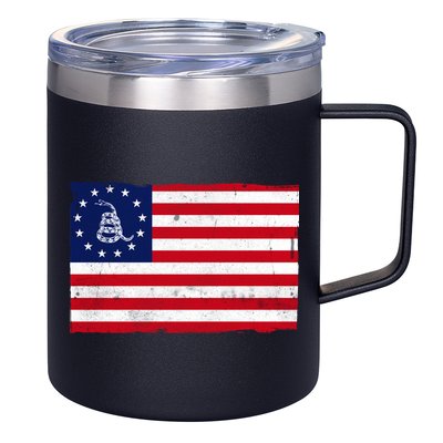 Betsy Ross Don't Tread On Me Flag 12oz Stainless Steel Coffee Mug