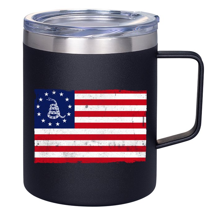 Betsy Ross Don't Tread On Me Flag 12oz Stainless Steel Coffee Mug