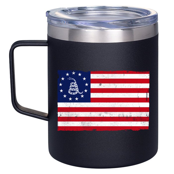 Betsy Ross Don't Tread On Me Flag 12oz Stainless Steel Coffee Mug