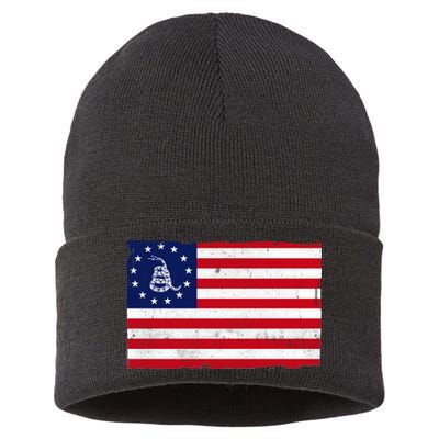 Betsy Ross Don't Tread On Me Flag Sustainable Knit Beanie