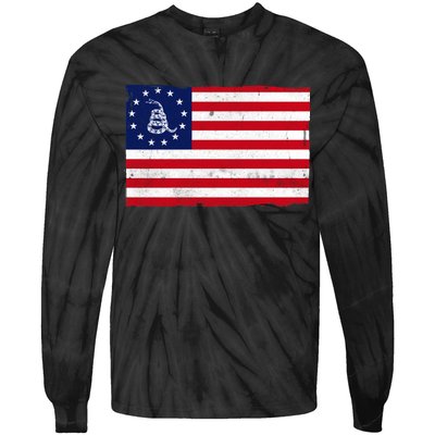 Betsy Ross Don't Tread On Me Flag Tie-Dye Long Sleeve Shirt