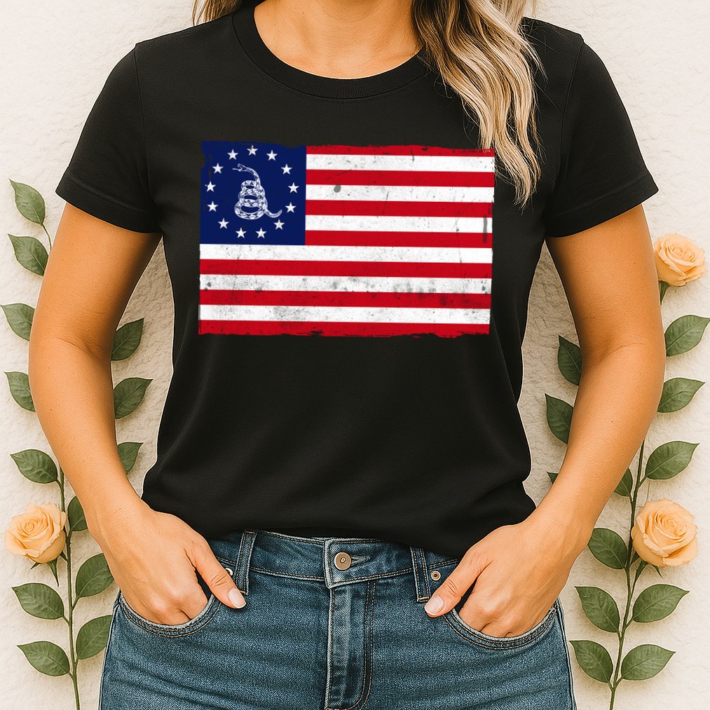 Betsy Ross Don't Tread On Me Flag Womens T-Shirt