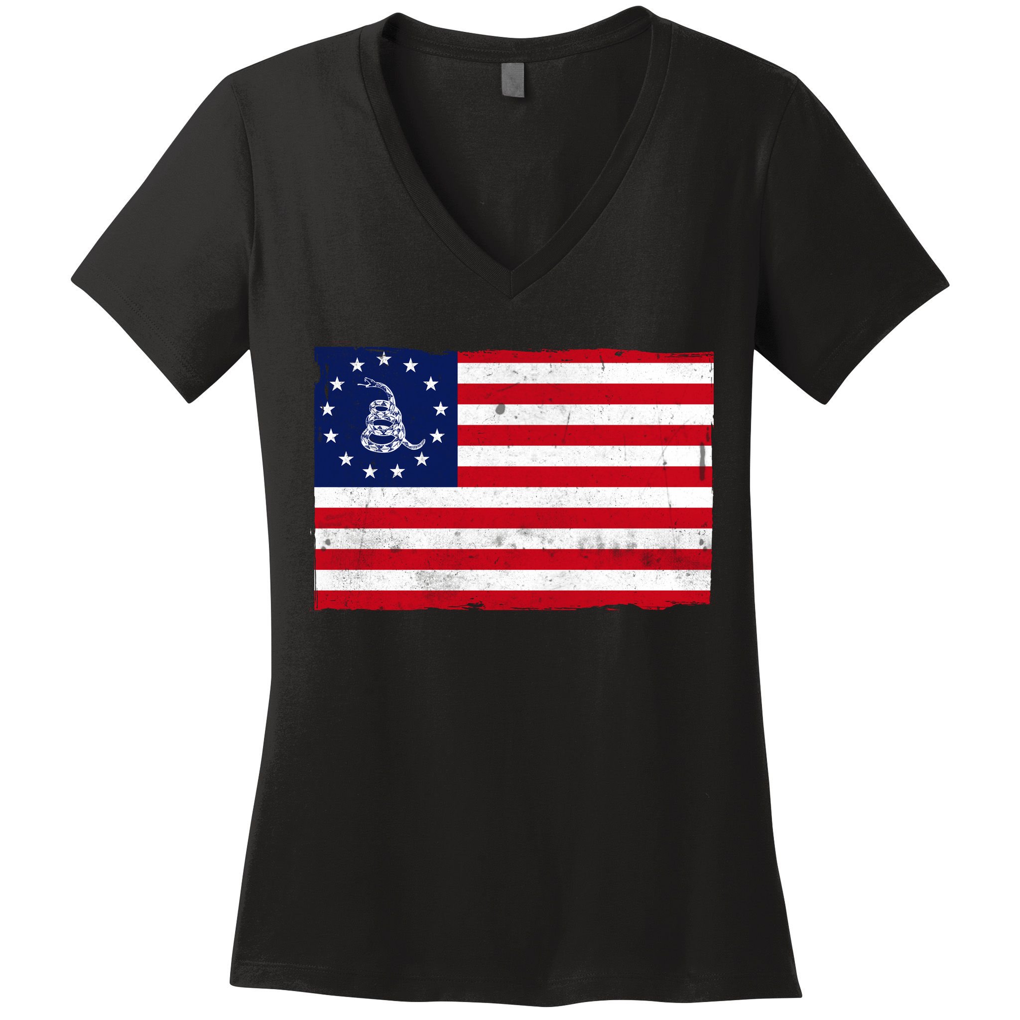 Betsy Ross Don't Tread On Me Flag Women's V-Neck T-Shirt
